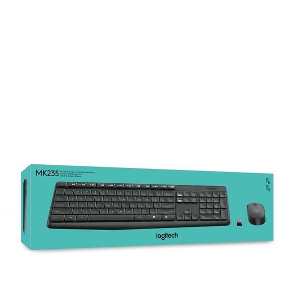 KIT TECLADO E MOUSE LOGITECH MK235 WIRELESS PRETO