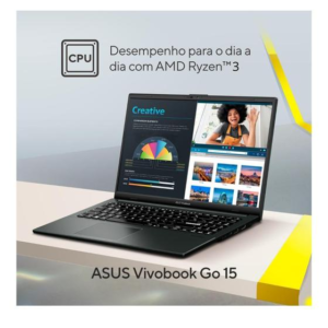 Alternative view of Notebook ASUS Vivobook Go 15 E1504F AMD Ryzen 5 7520U 4GB Ram 256GB nvme  Tela 15,6" FHD